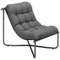 Lounge Sessel Outdoor Ergonomischer Gartensessel mit hautfreundlich Kissen Breiter Sitz Stahlrahmen Dunkelgrau