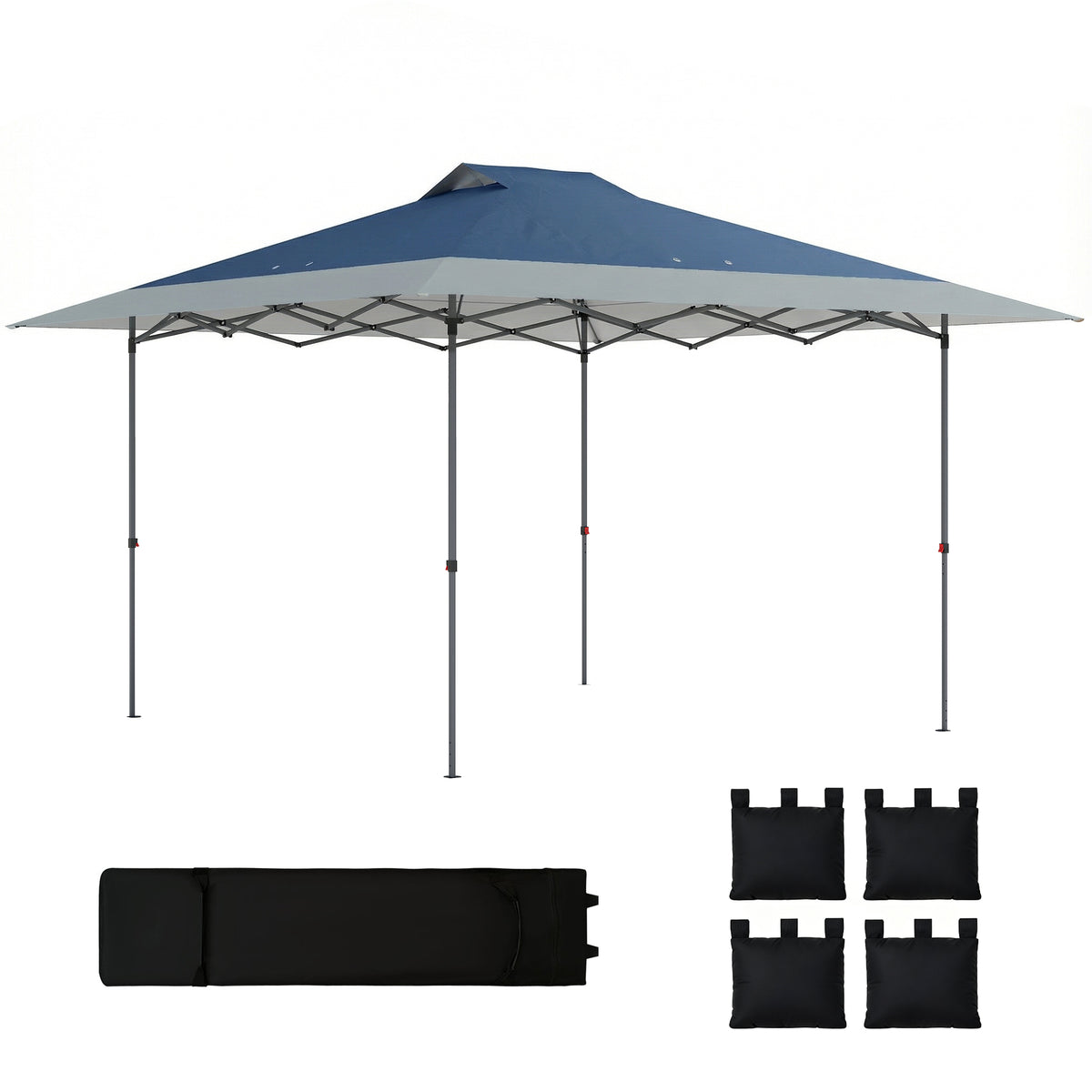 Pavillon ca. 4x4m Wasserdicht Stabil Winterfest Pop-up Faltpavillon mit Ein-Schritt-Schließfunktion UV 50+