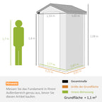 4.4ft x 3.3ft size Aluminium Frame and Plastic Wall Shed, with Foundation - Grey