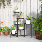 Blumentopfst?nder, Pflanzenst?nder mit 6 verstellbaren runden Ebenen, Eckst?nder f¨¹r Pflanzent?pfe, Metall, Schwarz