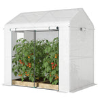 Walk-in Greenhouse, Outdoor Tomato Greenhouse with Roll-up Door and Mesh Windows, PE Cover, 200 x 140 x 200cm, White