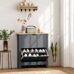 Schuhschrank mit 2 Klappfächern, verstellbar Trennwand für 8-12 Paar Schuhe, 72 x 26 x 80 cm, Dunkelgrau