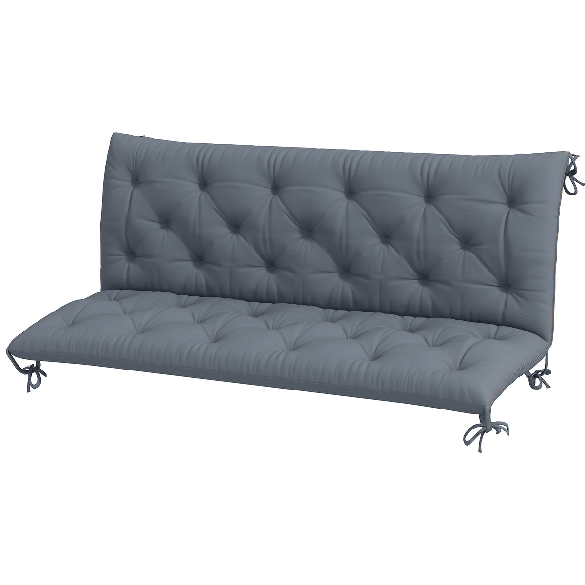 3 Sitzer Bankauflage 150 x 98 x 8 cm Sitzkissen mit Bändern Rückenkissen für Indoor/Outdoor Polster Auflage für Sitzbank Gartenbank Gartenmöbel Hollywoodschaukeln Dunkelgrau