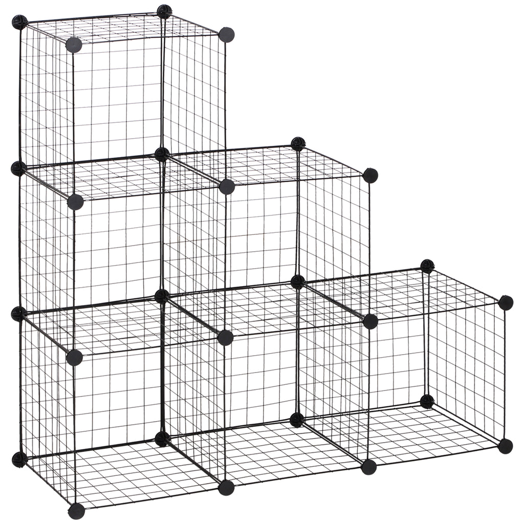 Metallwürfel-Regal, Anpassbarer Würfelschrank für Kleidung, Bücher, Spielzeug, flexibel, 109L x 37B x 109H cm, Schwarz