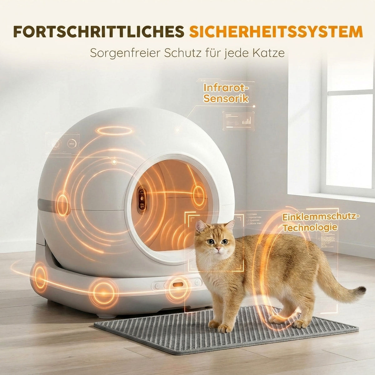 Selbstreinigende Katzentoilette, XL 72L Katzenklo Selbstreinigend mit HD-Kamera, App-Steuerung Müllbeutel, für 1-12 kg