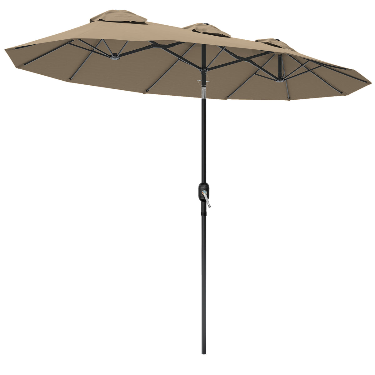 Sonnenschirm, Gartenschirm, neigbar, mit Handkurbel, Winddach, Polyester+Stahl, khaki,295 x 152 cm