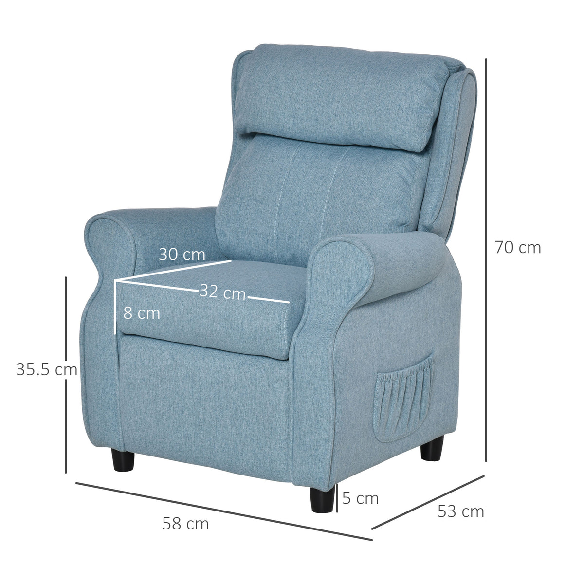 Kids Recliner Sofa Angle Adjustable Single Lounger Armchair Children Games Chair with Footrest for 3-5 years, Blue