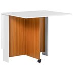 Ausklappbarer Esstisch Ausziehbarer Esstisch, mobil, modernes Design, 120 cm x 80 cm x 73 cm, Teak + Weiß