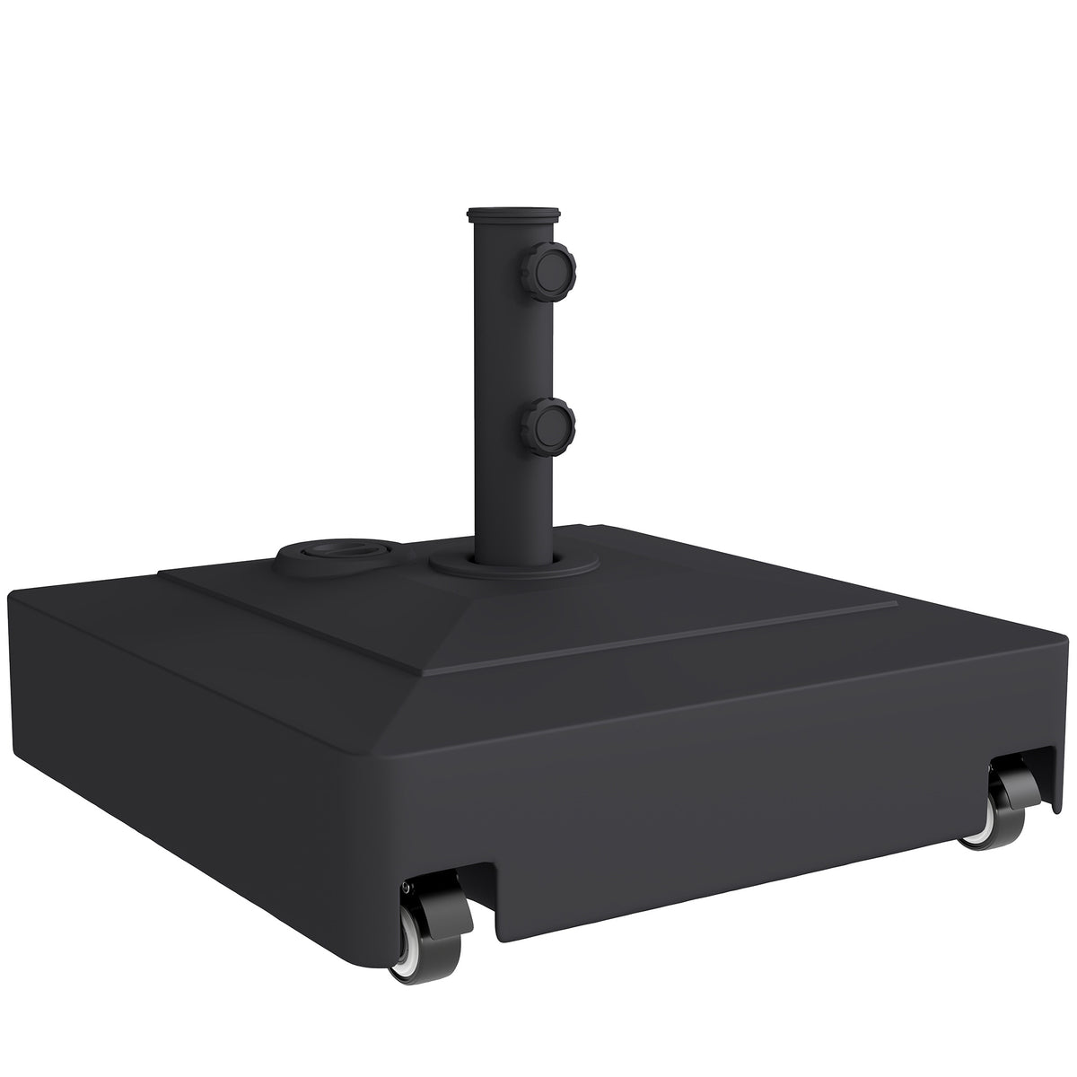 Sonnenschirmständer mit Rädern, Befüllbar mit 61 kg Sand/40 kg Wasser, Für Schirmstangen mit Ø35, 38, 48 mm, Schwarz