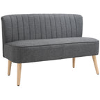 Sofa 2 Sitzer, Polstersofa Leinenoptik, Holzrahmen, F¨¹r Wohnzimmer Schlafzimmer, 117 cm, Grau
