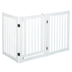 Freestanding Dog Gate, Foldable Pet Fence, Indoor Barrier, Stair Gate with Support Feet, 155 x 76 cm, White