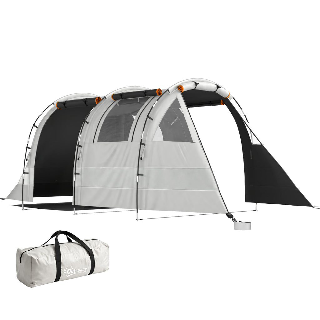 Campingzelt für 3 Pers., abdunkelbare Fenster, wasserdicht, 180H x 460L x 230B cm, Khaki/Orange