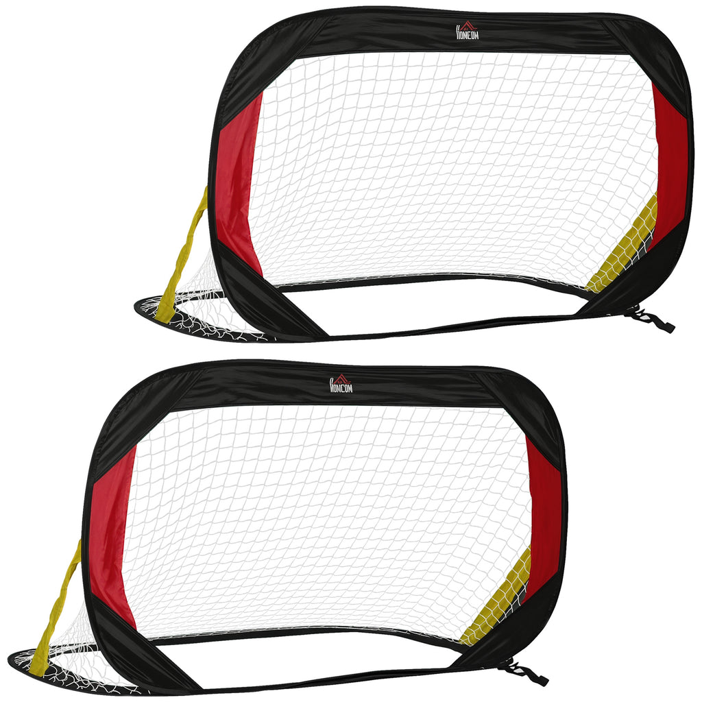 Fußballtor Klapptor 2er-Set mit Tragetasche 120 x 80 x 80cm Stahl Schwarz+Rot+Gold