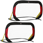 Fußballtor Klapptor 2er-Set mit Tragetasche 120 x 80 x 80cm Stahl Schwarz+Rot+Gold