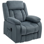 Aufstehsessel mit weichem Bezug, Recliner-Sessel mit Fernbedienung und Seitentaschen, Grau