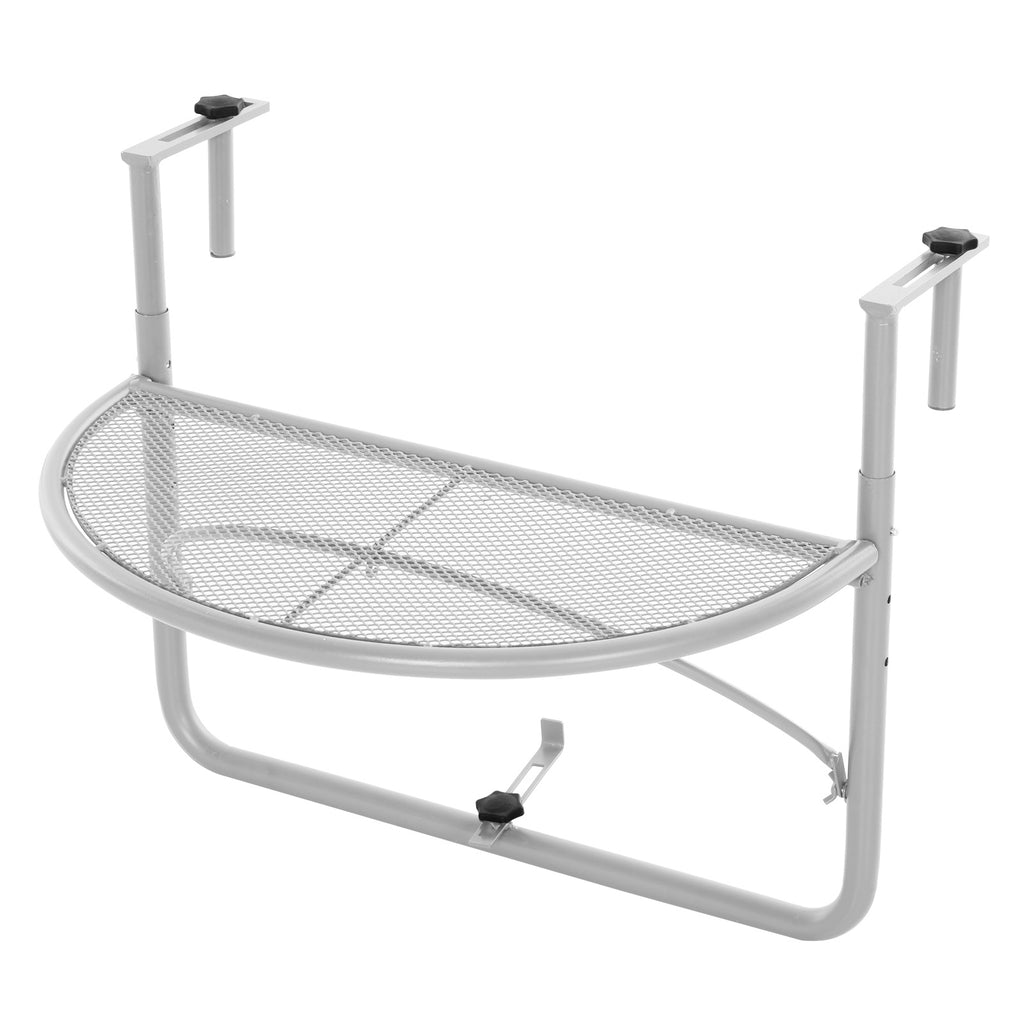  Balkonhängetisch Hängetisch Gartentisch höhenverstellbar halbrund Ø30 cm Terrasse Metall Weiß L60 x B47 x H50 cm