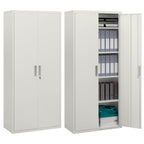 Five Shelf Lockable Steel Office Cabinet - White