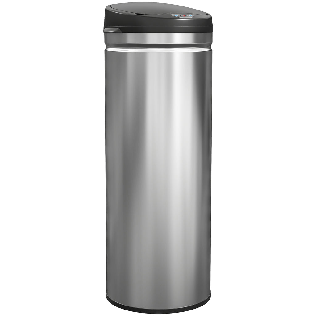50 Liter Sensor-M¨¹lleimer mit Soft-Close-Funktion, ber¨¹hrungsfreier Abfalleimer aus Edelstahl f¨¹r hygienische K¨¹chen, B¨¹ros, Silberfarben