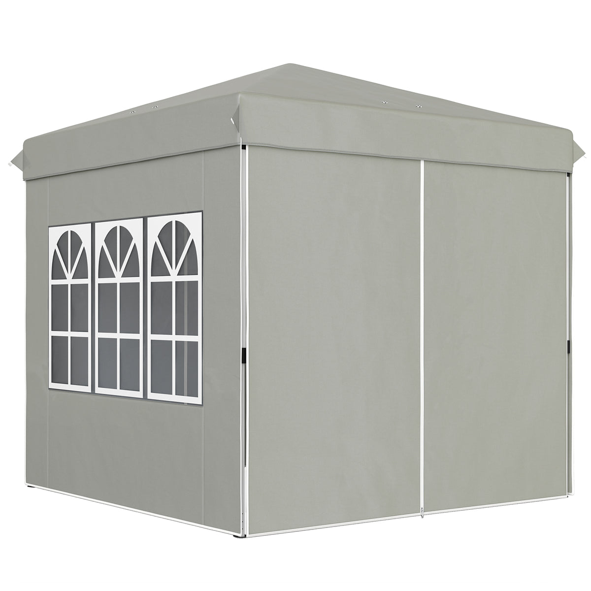 2,5 x 2,5 m Pop-up-Pavillon mit Seitenwänden und Tragetasche, UPF50+ höhenverstellbares Gartenzelt, Hellgrau