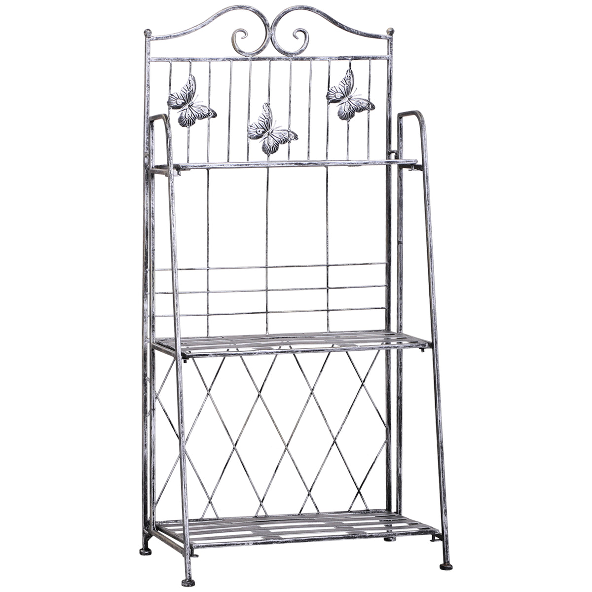  3 Tier Plant Stand Indoor Outdoor, Metal Plant Shelf Flower Display Rack for Potted Plants Garden Balcony Decor, 44 x 25 x 96 cm