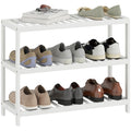 3-stufiges Bambusregal, Schuhregal, Aufbewahrungsregal, lackierte Oberfl?che, Wei?