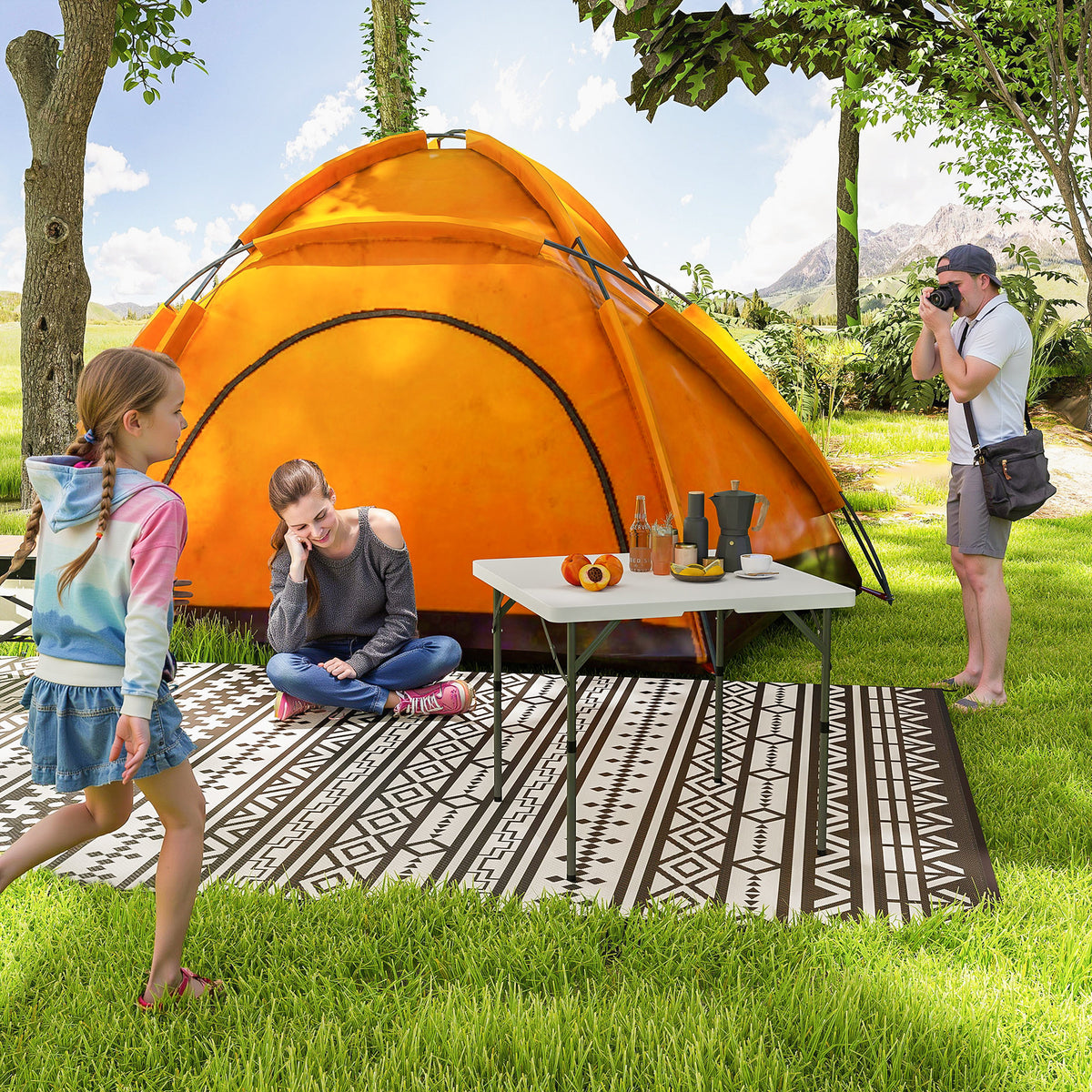 34/74cm Folding Camping Table, with Handle - White