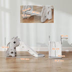 3 in 1 Kids Slide with Climber, Basketball Hoop and Ball, Giraffe Shape Climber Slide for Indoor Kids Age 1-3, Grey