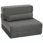 Bodenstuhl mit Rückenstütze, Cord Boneless Cloud Faltbares Schlafsofa mit dickem Polster, Dunkelgrau
