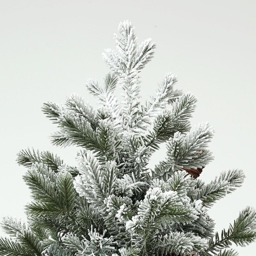 Weihnachtsbaum mit Tannenzapfen, schneebedeckt, flammenhemmend, stabil, Ø60 x 100H cm, Grün/Gold