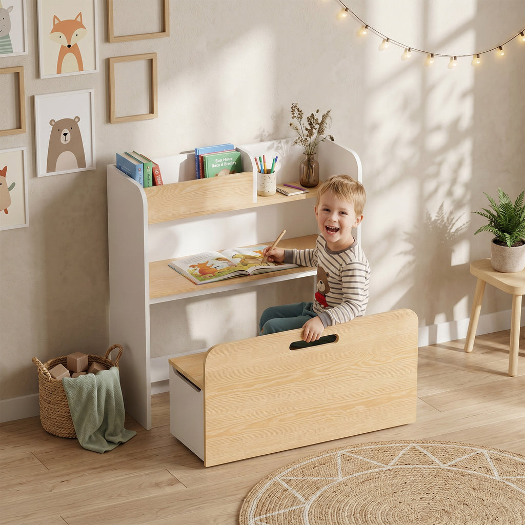 Kinderschreibtisch mit Stuhl 5-in-1 Kindersitzgruppe für 3-8 Weiß