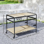 Servierwagen im Industrie-Design, wetterbest?ndig, 3 Haken, 1 Regal,107 cm x 65 cm x 80 cm, Schwarz +Natur