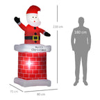 Aufblasbarer Weihnachtsmann mit Schornstein, LED-Beleuchtung, integriertes Gebläse, 80 x 70 x 210 cm