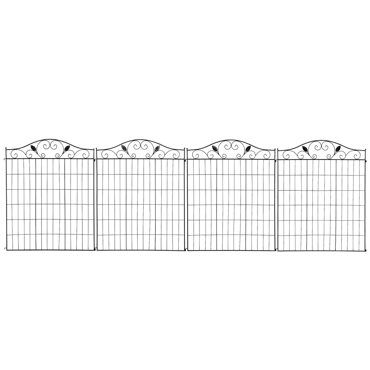 Decorative Garden Fence, 4 Panels 365cm(L) x 112cm(H) Metal Wire Garden Fencing Panels Landscape Border Edging