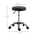 2er-Set Rollhocker höhenverstellbar, Drehhocker 48-63 cm, Arbeitshocker 360° drehbar, Bürohocker für Büro, Salon, Massage, Spa, Schwarz