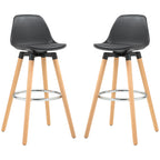 2er-Set Barhocker Barstühle Skandi-Design, Fußtstütze, 43 cm x 43 cm x 91 cm, Natur + Schwarz