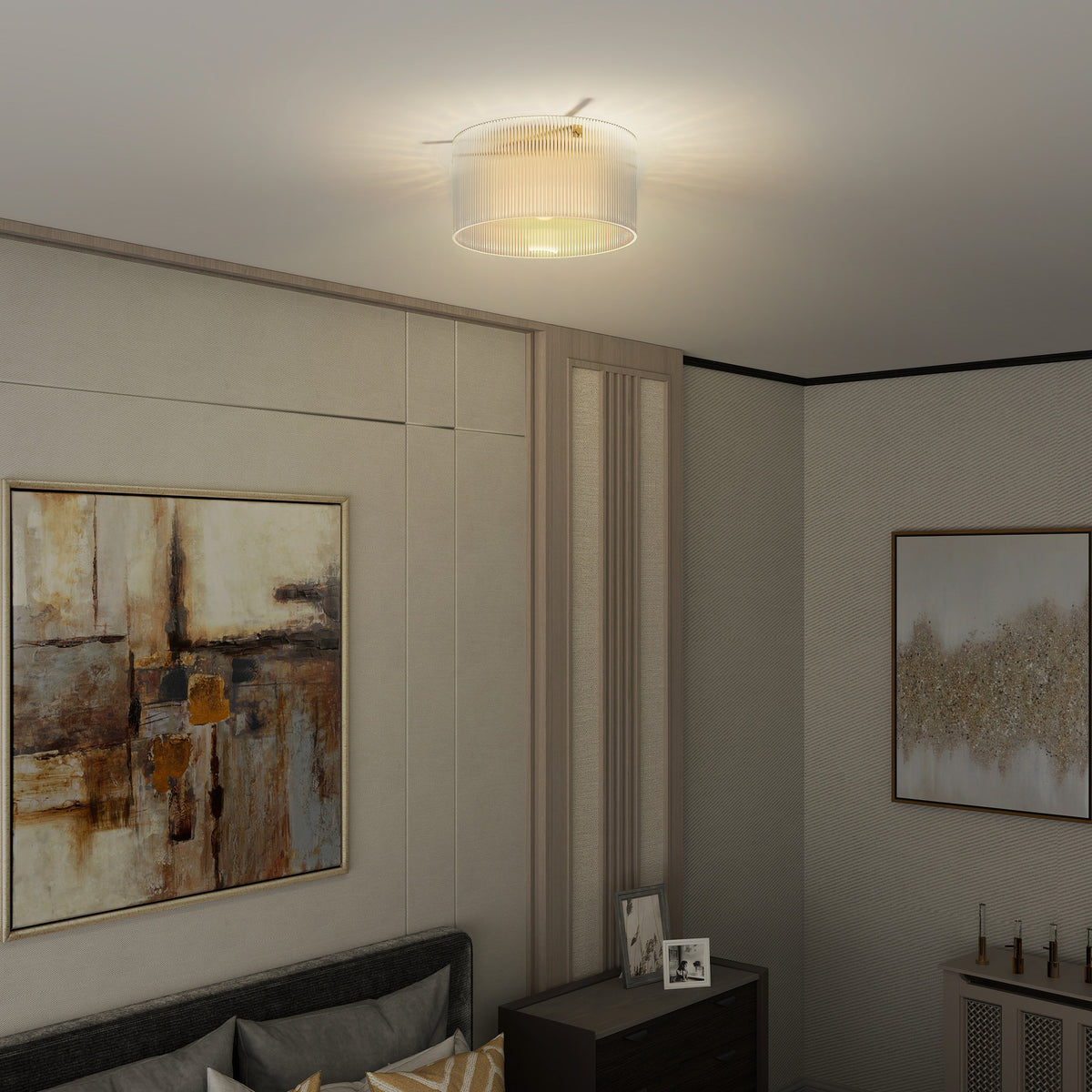 Deckenlampe mit Acryllampenschirm, Metall, Halogen- und LED-kompatibel