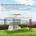  Ersatzdach für Pavillon 3x3m wasserabweisend Pavillondach für Metallpavillon Pavillon Ersatzdach Gartenpavillon Partyzelt Gartenzelt Polyester Cremeweiß