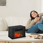 Elektrokamin mit Heizung, elektrischer Kamin mit LED Flammeneffekt, 600/1200 W Dekokamin, elektrisch Kaminfeuer Kaminofen, Schwarz