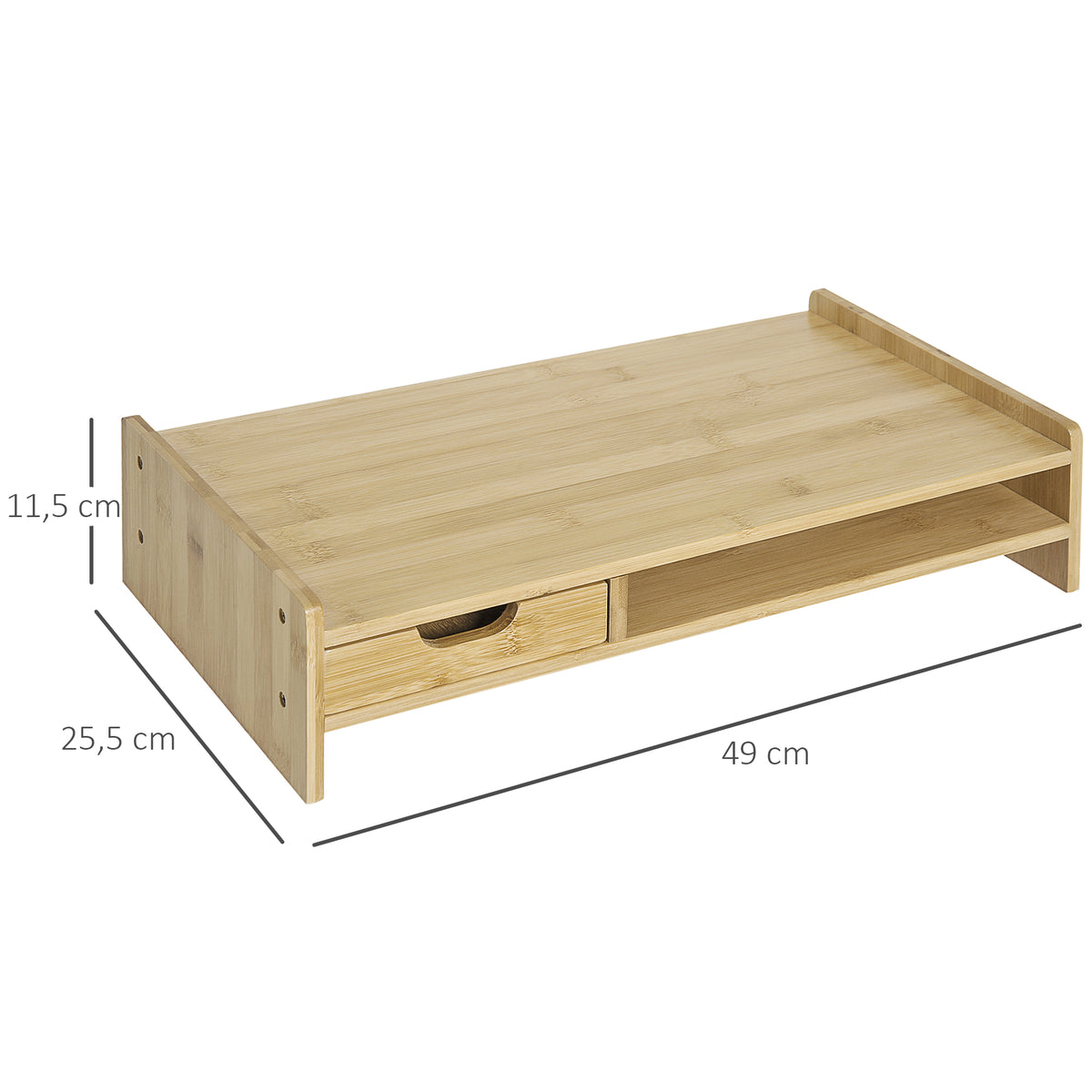 Monitor Riser Laptop PC Plinth Stand TV Computer Desktop Organiser W/ Drawer Bamboo