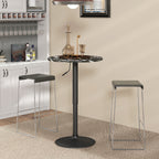 Bartisch für 2 Personen, höhenverstellbar, Marmoroptik, 60 x 60 x 68-93,5 cm, Schwarz