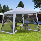 Gartenpavillon Pavillon Festzelt Partyzelt wetterfest Zelt mit Moskitonetz Metall + Polyester Grau 3 x 3 m