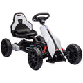 Go-Kart für Kinder, Elektro-Kart, bis 5 km/h, Sicherheitsgurt, Sitz mit Rückenlehne, Kunststoff, Metall, Weiß
