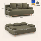 Schlafsofa mit verstellbarer Rückenlehne, Bettfunktion, verstecktem Stauraum und Cordbezug, Dunkelgrün
