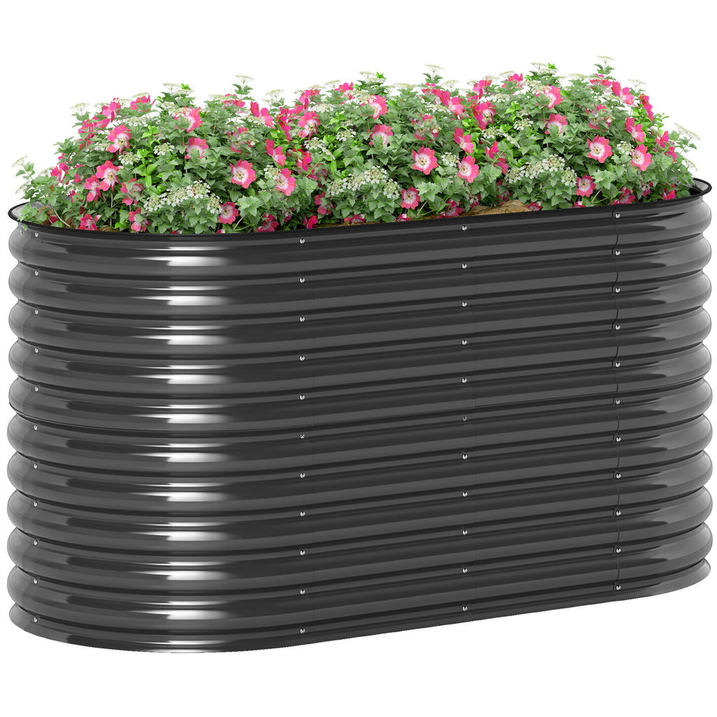 Pflanzk¨¹bel, Metall-Blumenk¨¹bel mit Sicherheitskante und Handschuhen, offener Boden, 160B x 80T x 80H cm, Dunkelgrau