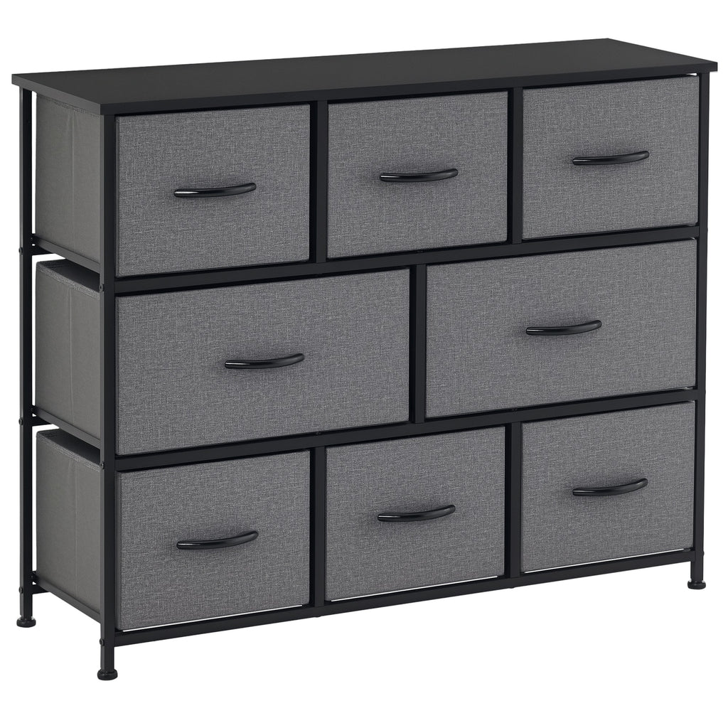 Chest of Drawers with 8 Foldable Drawers, 3-Tier Fabric Bedroom Dresser, Clothes Storage Unit for Bedroom Living Room, Dark Grey