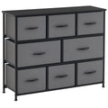 Chest of Drawers with 8 Foldable Drawers, 3-Tier Fabric Bedroom Dresser, Clothes Storage Unit for Bedroom Living Room, Dark Grey