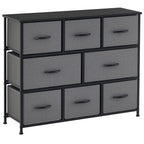 Chest of Drawers with 8 Foldable Drawers, 3-Tier Fabric Bedroom Dresser, Clothes Storage Unit for Bedroom Living Room, Dark Grey