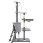 Multi-Level Cat Tower, 134cm Cat Tree with Condo and Sisal Scratching Posts for Indoor Kittens, Grey