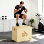 3-in-1 Plyo Box Holz Plyometrische Sprungbox mit 3 Sprungh?hen Griffen 61 x 51 x 76 cm Naturholz