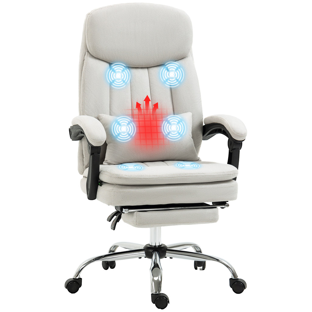 B¨¹rostuhl mit Massage- und Heizfunktion, ergonomisch, 66x67x110-118cm, Cremewei?